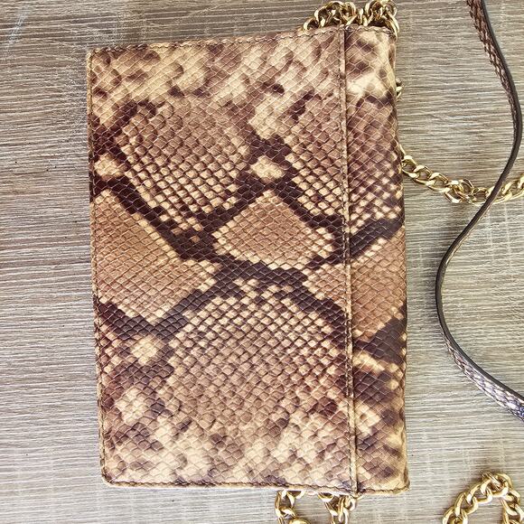 Michael Kors Women's Flap Chain Shoulder Crossbody Bag Python Snakeskin Embossed - Picture 3 of 7